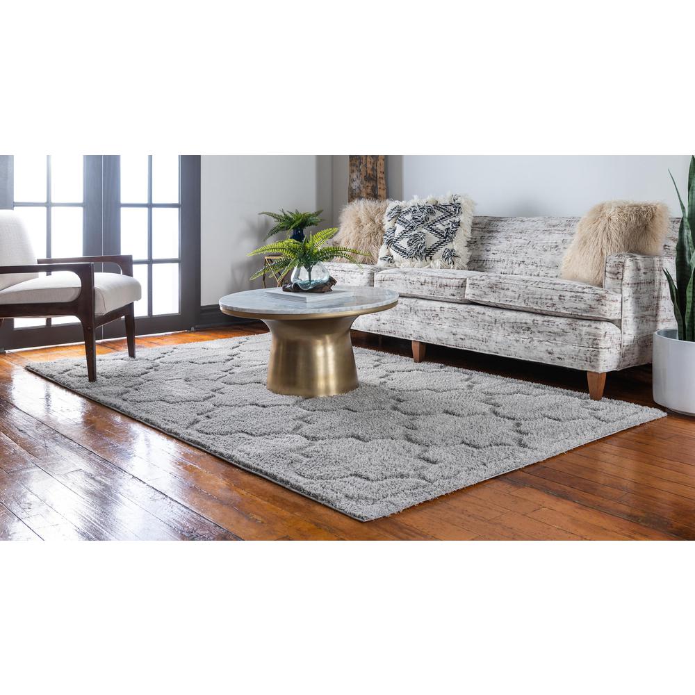 Traditional Trellis Shag Rug, Light Gray (8' 0 x 10' 0). Picture 3