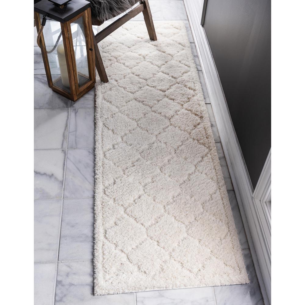 Traditional Trellis Shag Rug, Ivory (2' 0 x 6' 7). Picture 2
