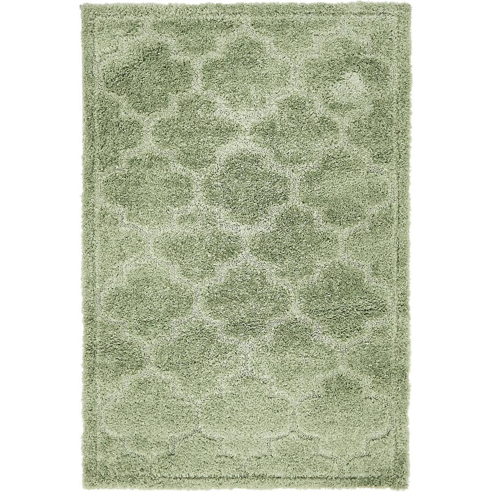 Traditional Trellis Shag Rug, Green (4' 0 x 6' 0). Picture 2