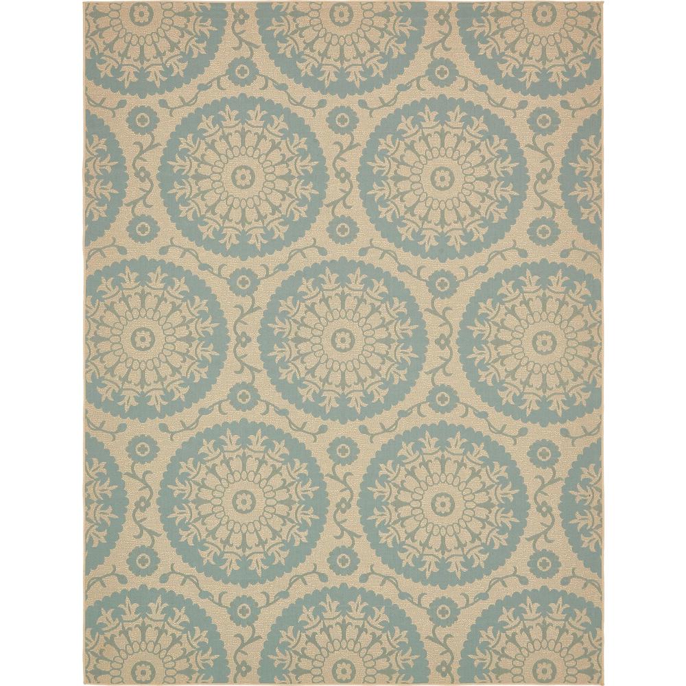 Outdoor Medallion Rug, Light Blue (9' 0 x 12' 0). Picture 2