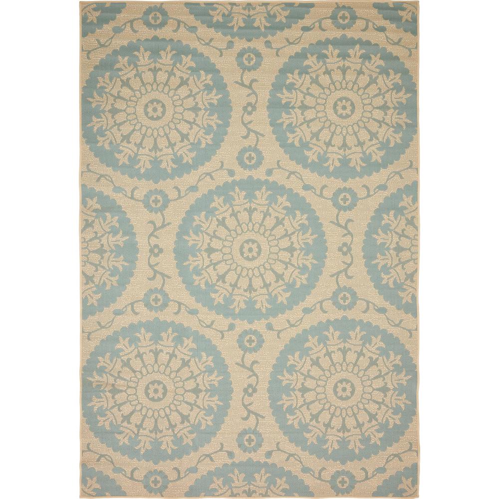 Outdoor Medallion Rug, Light Blue (6' 0 x 9' 0). Picture 2