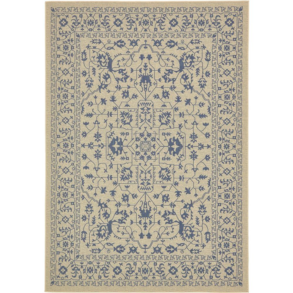 Outdoor Allover Rug, Beige/Blue (8' 0 x 11' 4). Picture 2