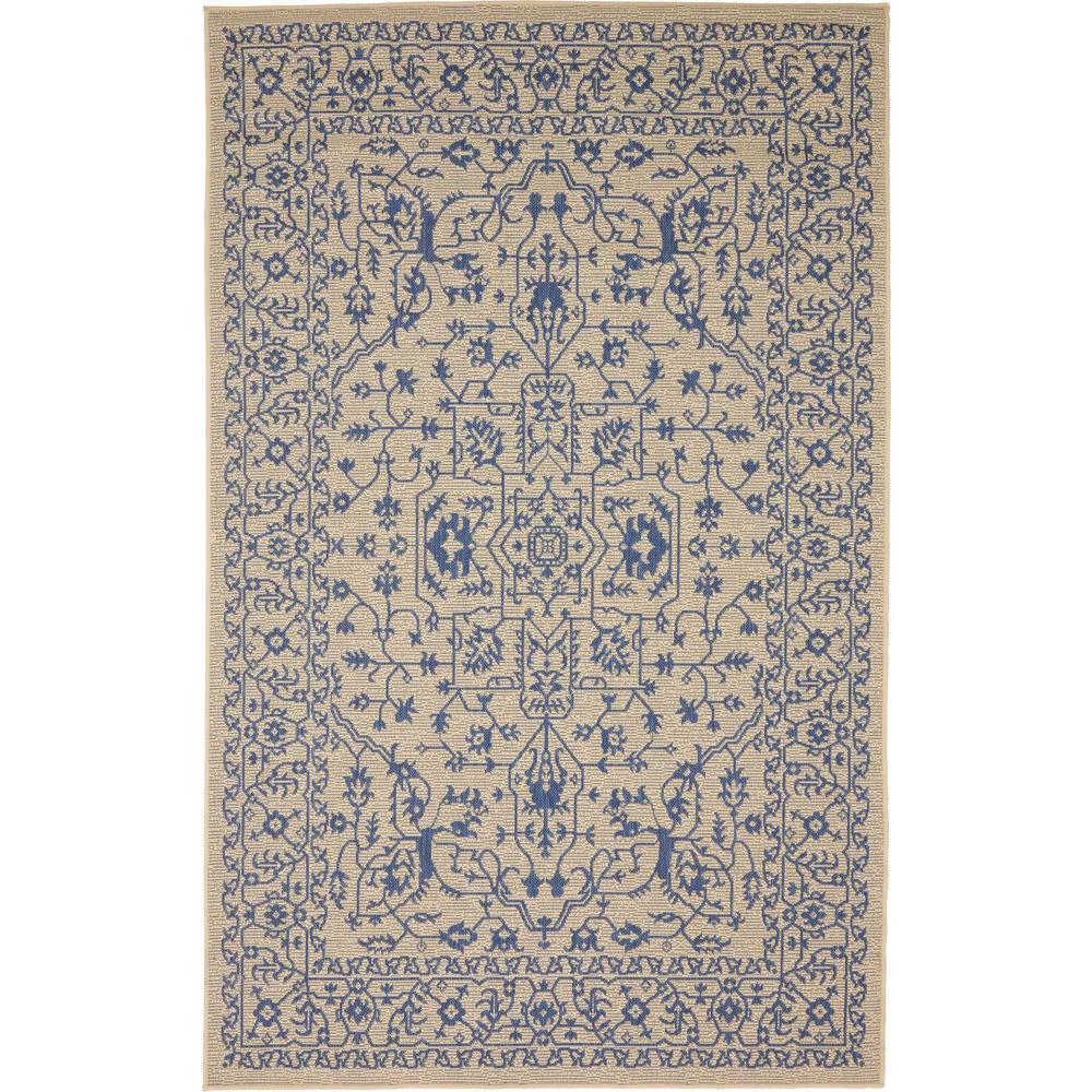 Outdoor Allover Rug, Beige/Blue (5' 0 x 8' 0). Picture 2