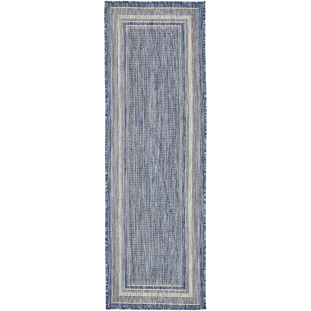 Outdoor Soft Border Rug, Blue (2' 0 x 6' 0). Picture 2