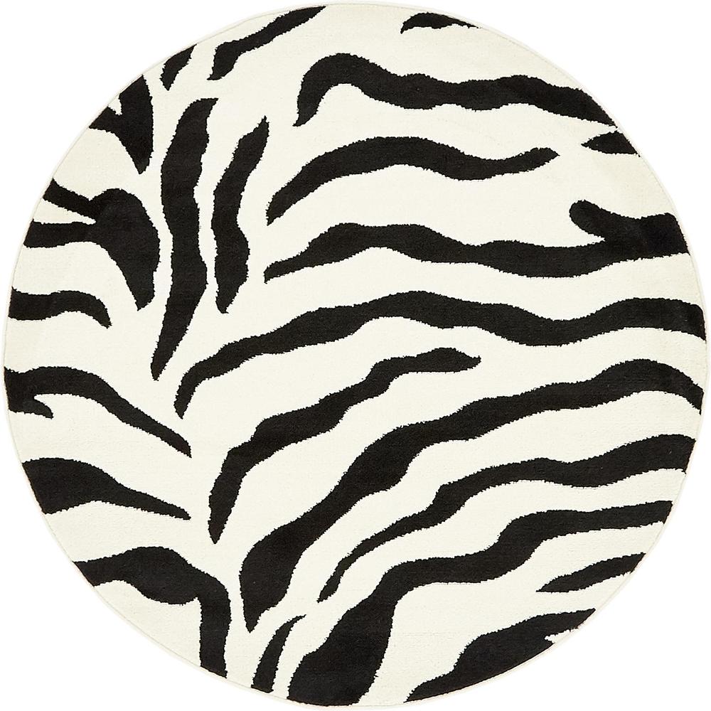 Zebra Wildlife Rug, Ivory (4' 0 x 4' 0). Picture 2