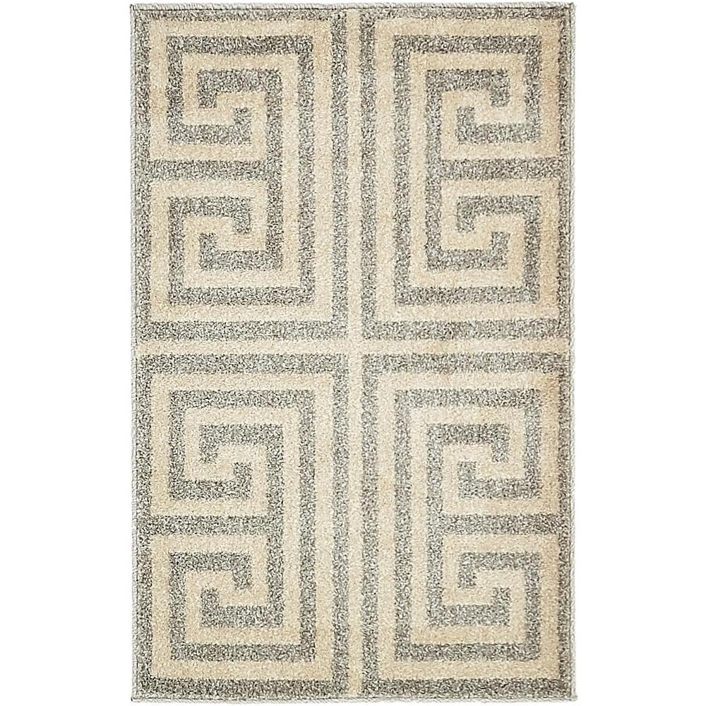 Greek Key Athens Rug, Gray (2' 0 x 3' 0). Picture 2