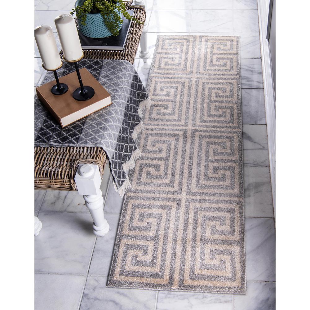 Greek Key Athens Rug, Gray (2' 0 x 6' 0). Picture 2