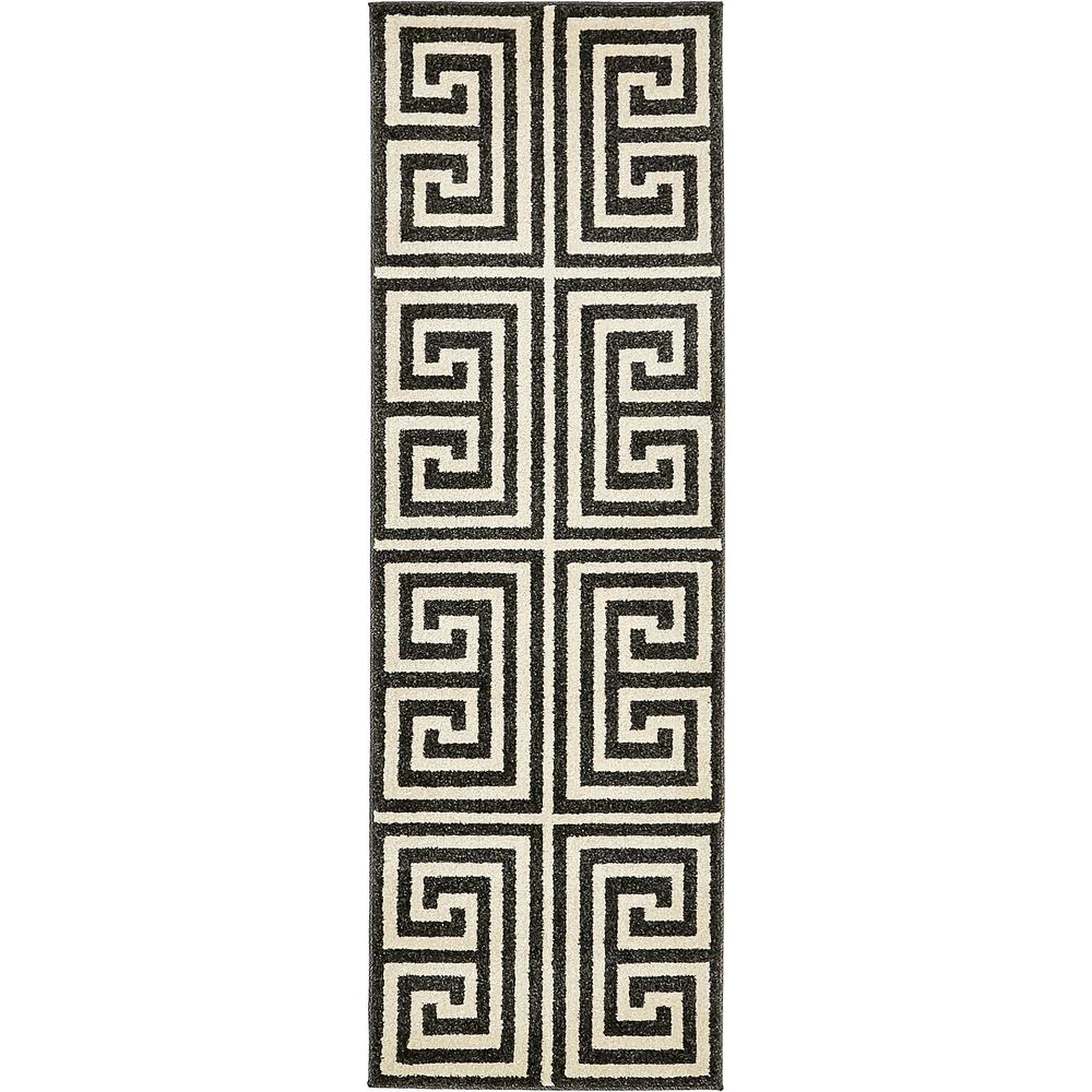 Greek Key Athens Rug, Black (2' 0 x 6' 0). Picture 2