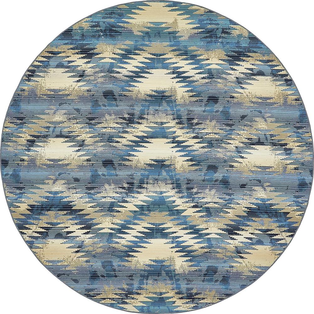 Outdoor Aztec Rug, Blue (8' 0 x 8' 0). Picture 2