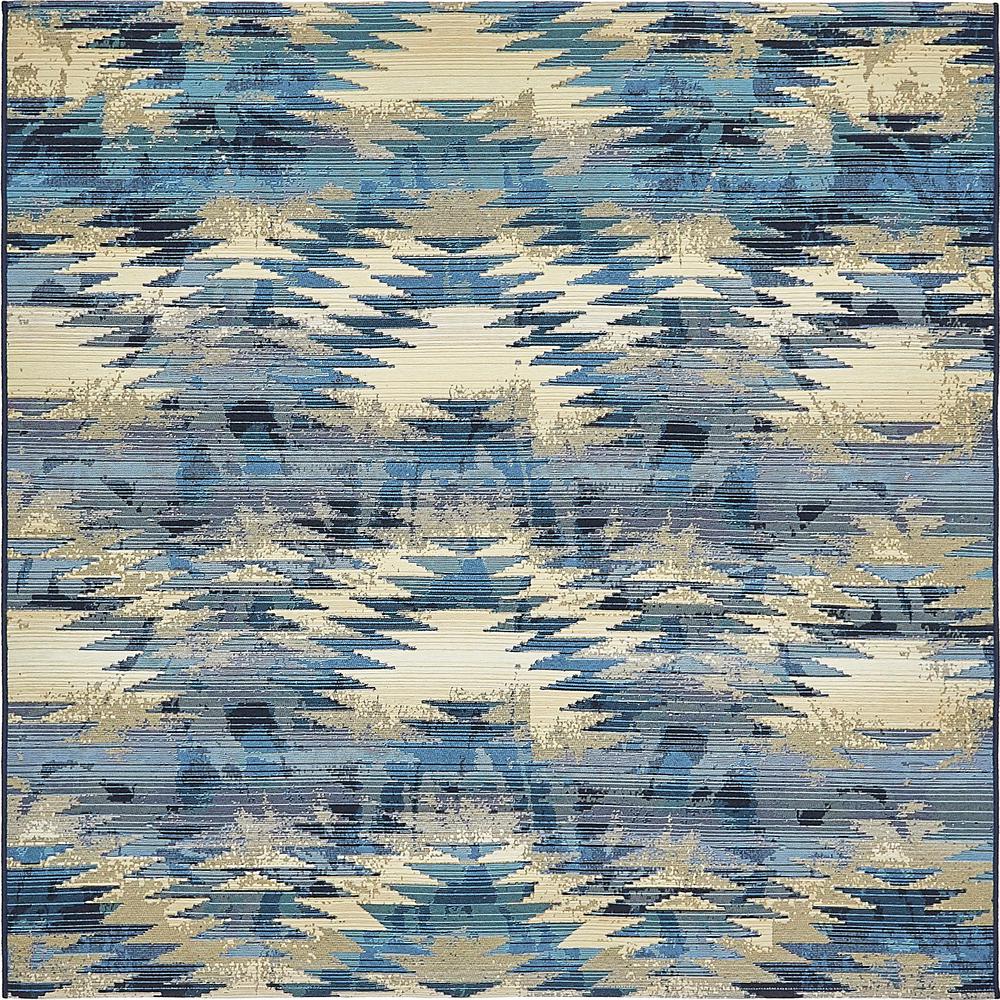Outdoor Aztec Rug, Blue (6' 0 x 6' 0). Picture 2