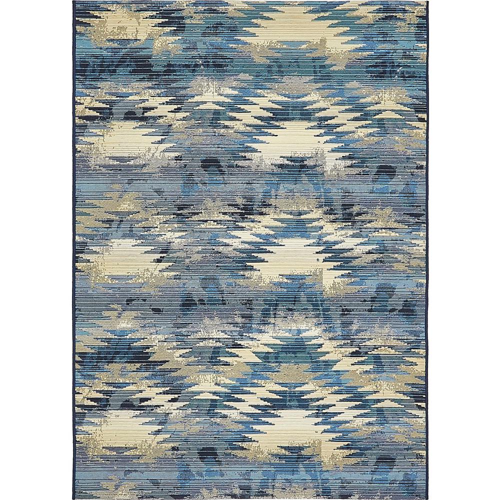 Outdoor Aztec Rug, Blue (4' 0 x 6' 0). Picture 3