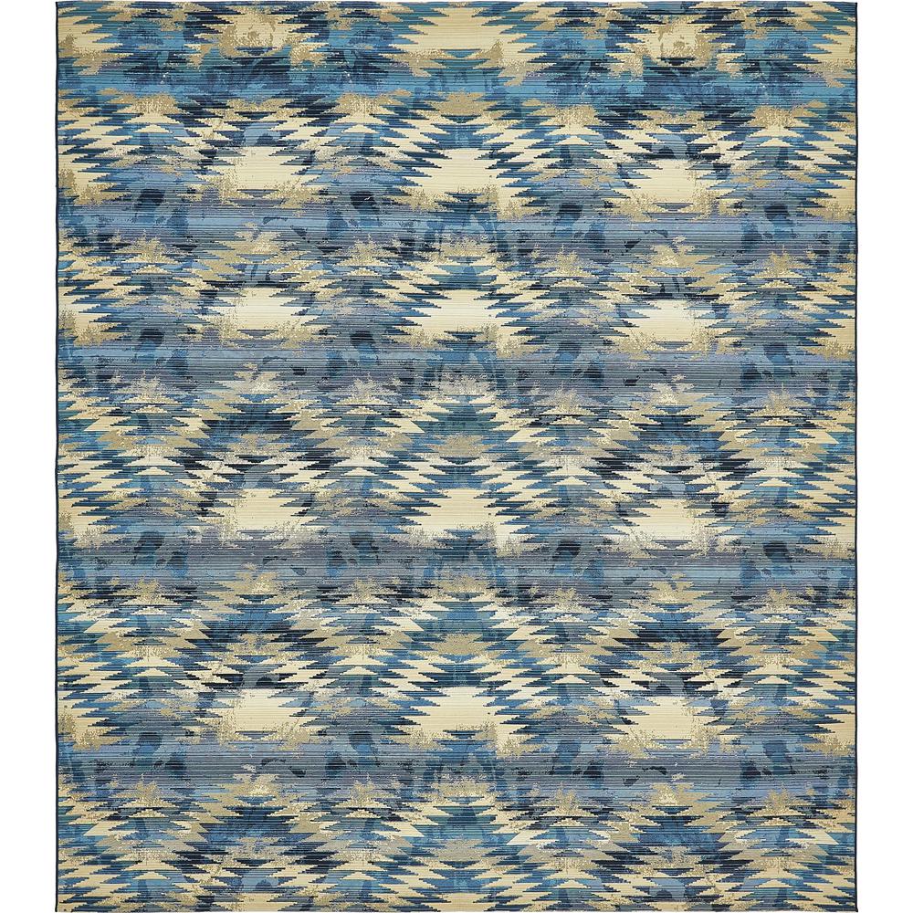 Outdoor Aztec Rug, Blue (10' 0 x 12' 0). Picture 3