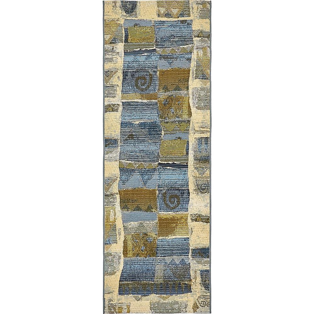 Outdoor Glyph Rug, Blue (2' 0 x 6' 0). Picture 2