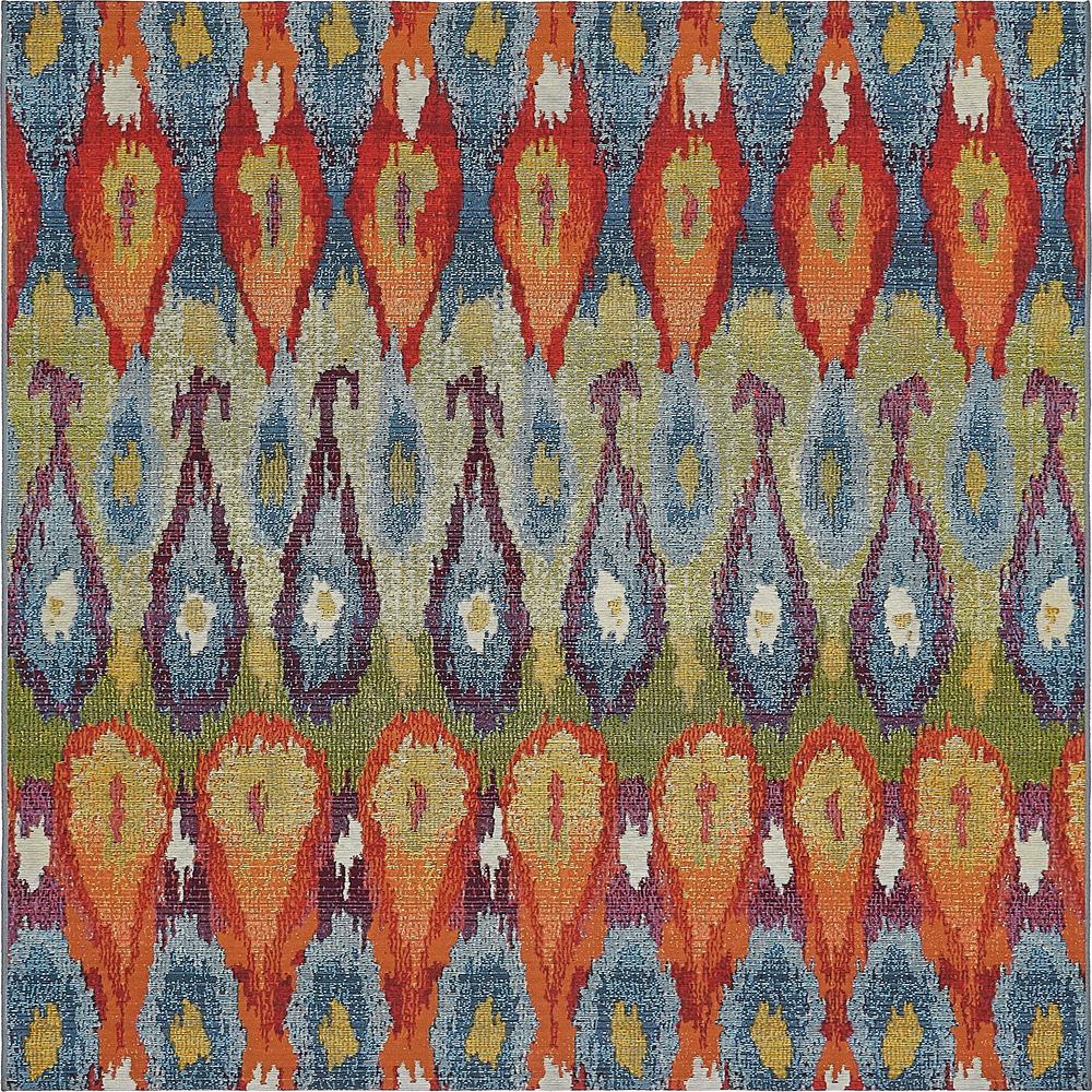 Outdoor Ikat Rug, Multi (6' 0 x 6' 0). Picture 2