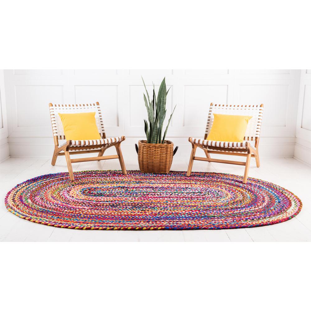Braided Chindi Rug, Multi (5' 0 x 8' 0). Picture 4