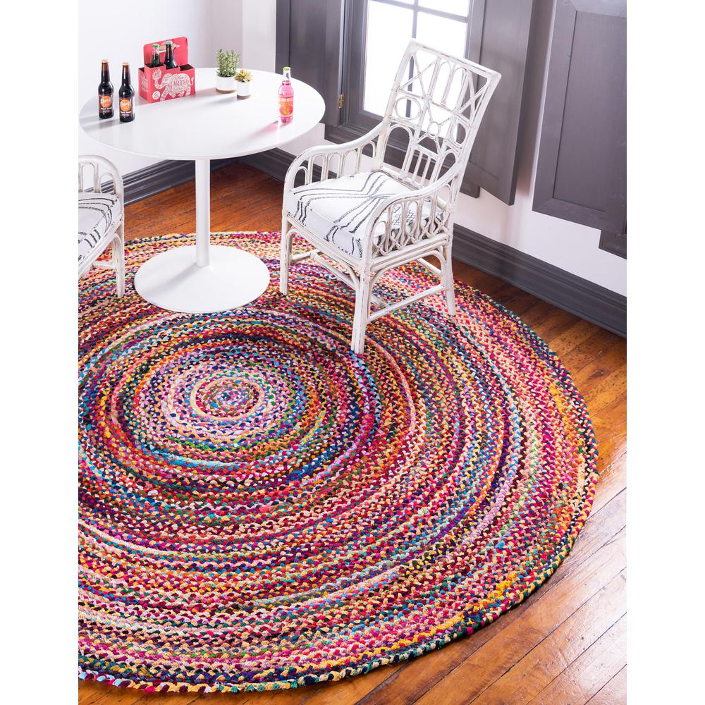 Braided Chindi Rug, Multi (3' 3 x 3' 3). Picture 3