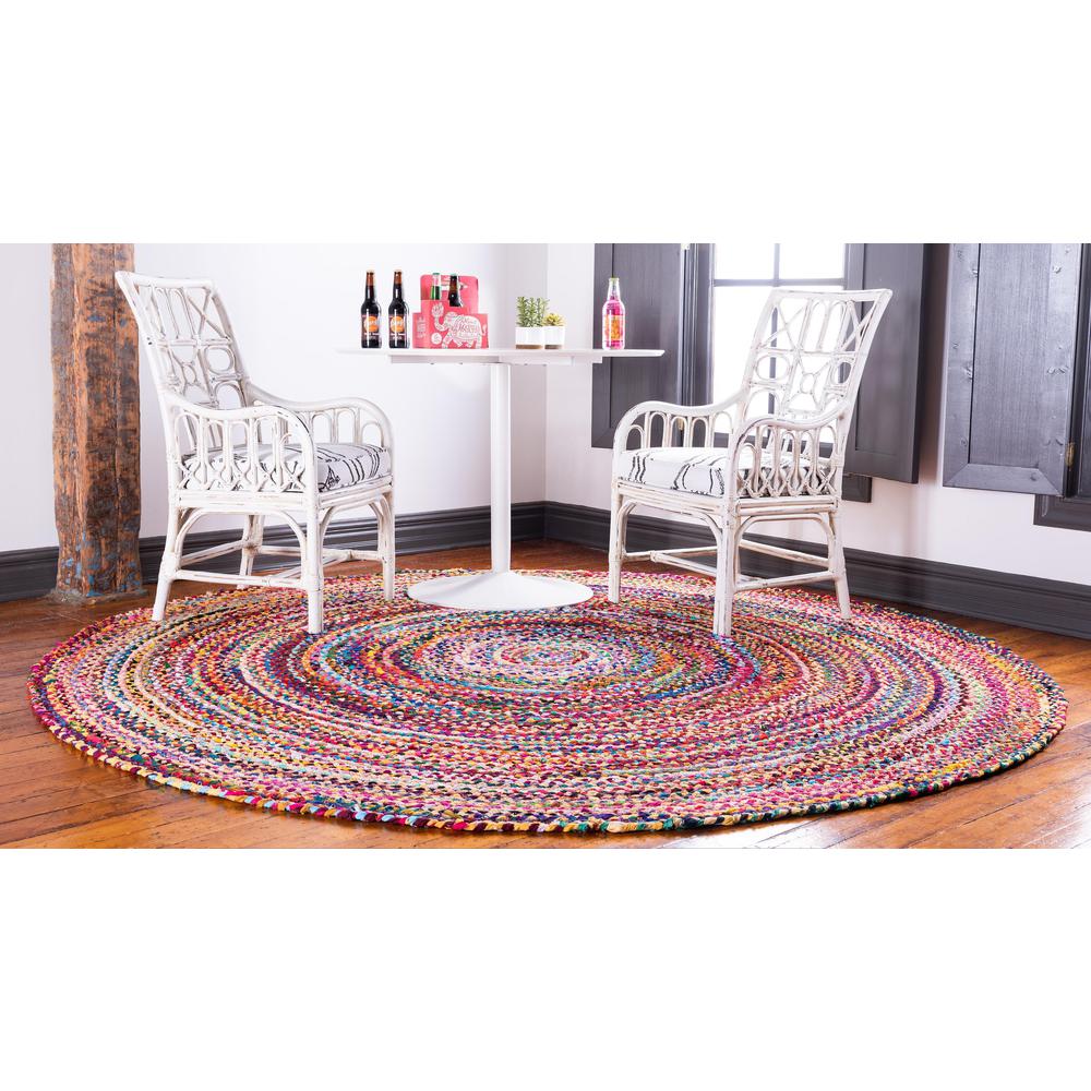 Braided Chindi Rug, Multi (3' 3 x 3' 3). Picture 4