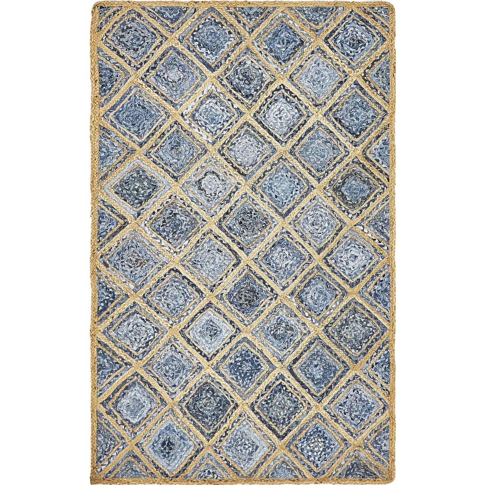 Bengal Braided Jute Rug, Blue (5' 0 x 8' 0). Picture 6