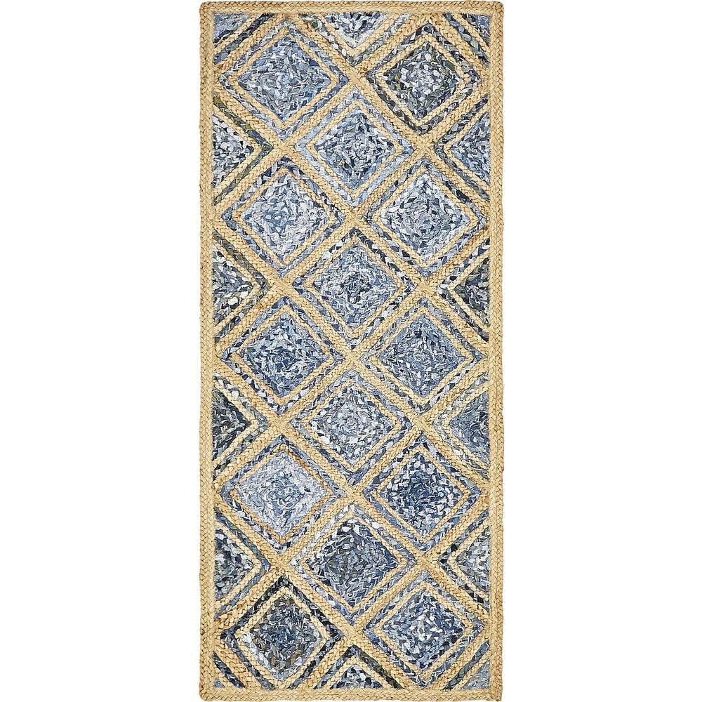 Bengal Braided Jute Rug, Blue (2' 6 x 6' 0). Picture 2
