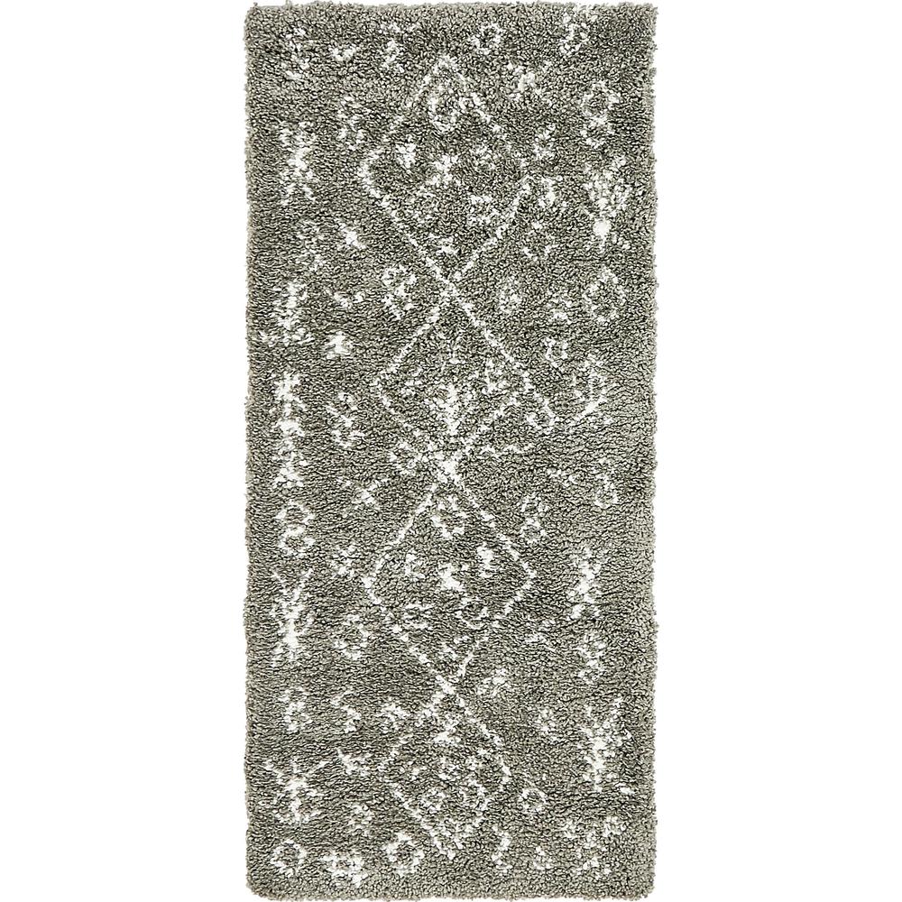 Tribal Rabat Shag Rug, Gray (2' 7 x 6' 0). Picture 2