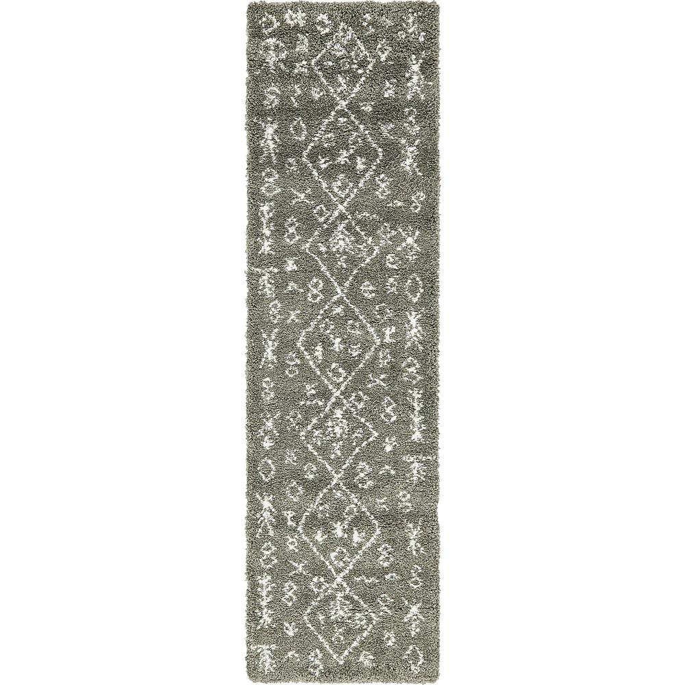 Tribal Rabat Shag Rug, Gray (2' 7 x 10' 0). Picture 2