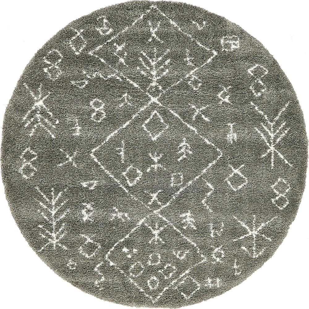 Tribal Rabat Shag Rug, Gray (8' 0 x 8' 0). Picture 2