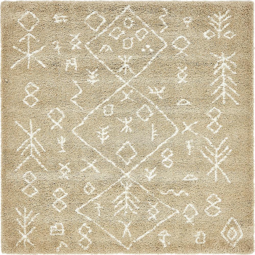 Tribal Rabat Shag Rug, Taupe (8' 0 x 8' 0). Picture 2