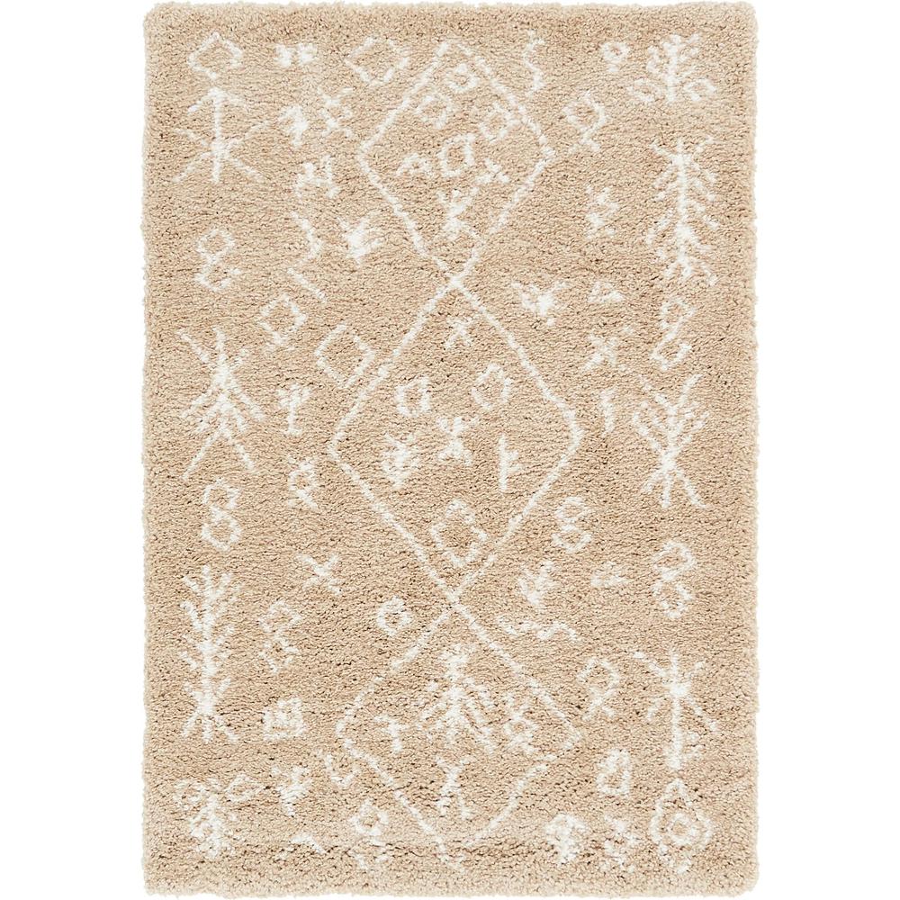 Tribal Rabat Shag Rug, Taupe (4' 0 x 6' 0). Picture 2