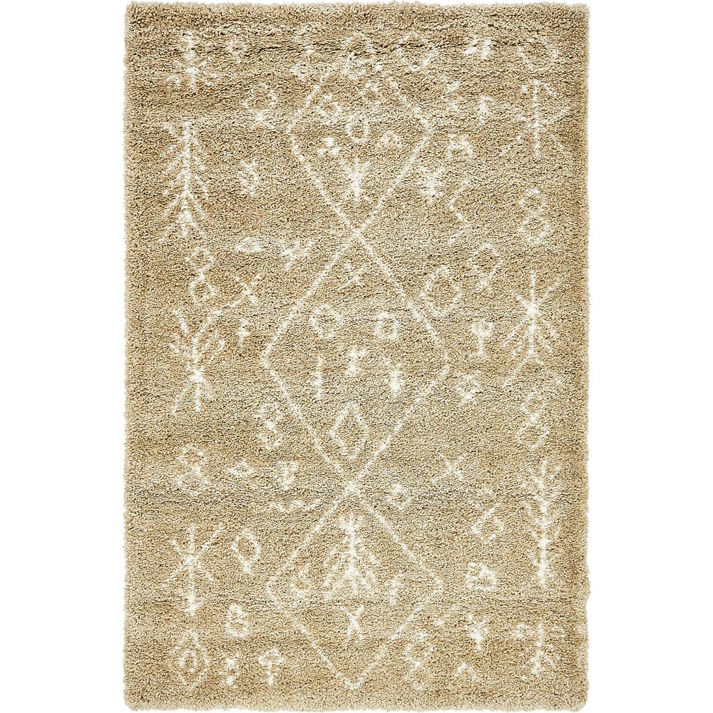 Tribal Rabat Shag Rug, Taupe (5' 0 x 8' 0). Picture 2