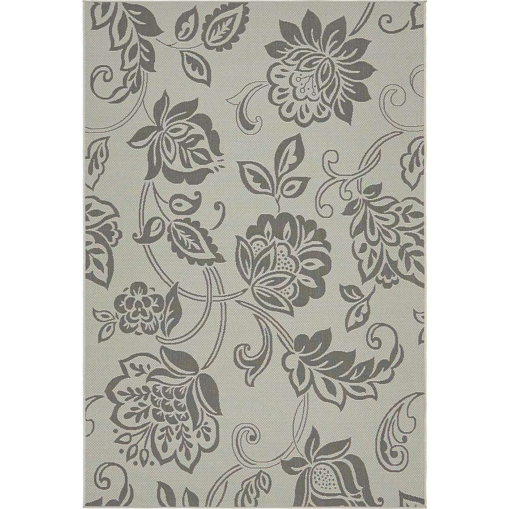 Outdoor Floral Rug, Gray (6' 0 x 9' 0). Picture 2