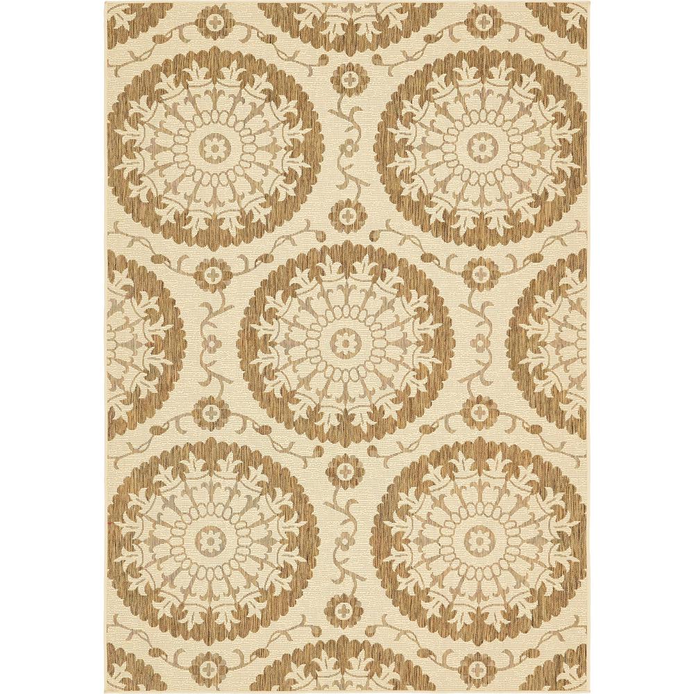 Outdoor Medallion Rug, Brown (6' 0 x 9' 0). Picture 2