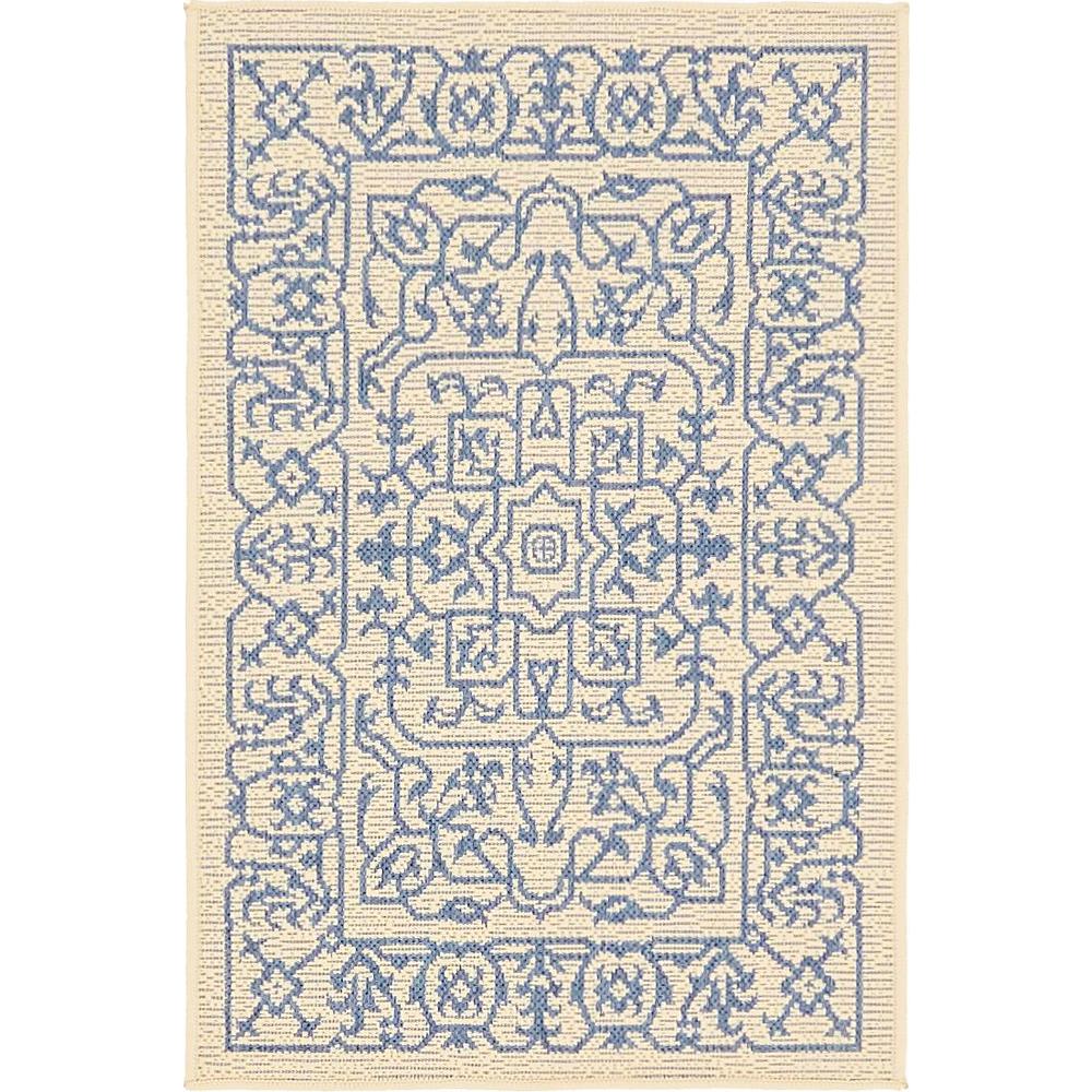 Outdoor Allover Rug, Beige/Blue (2' 0 x 3' 0). Picture 2