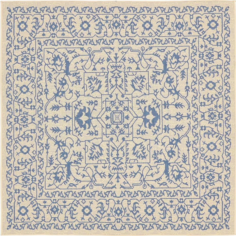 Outdoor Allover Rug, Beige/Blue (6' 0 x 6' 0). Picture 2