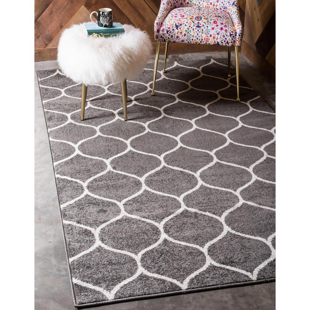 Rounded Trellis Frieze Rug, Dark Gray (8' 0 x 10' 0). Picture 2