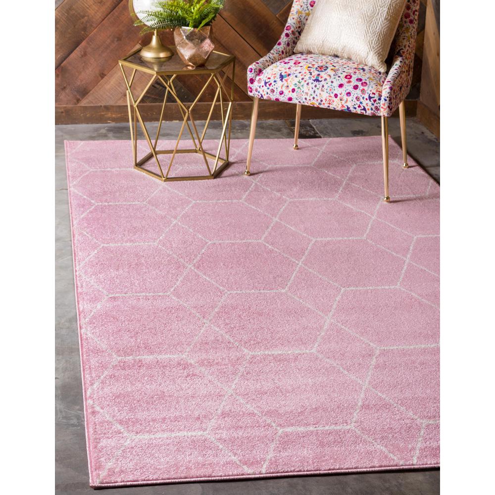 Geometric Trellis Frieze Rug, Light Pink (8' 0 x 10' 0). Picture 2