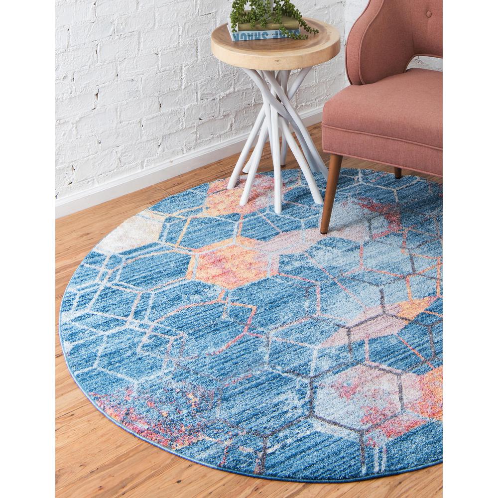 Rainbow Honeycomb Rug, Blue (3' 3 x 3' 3). Picture 2