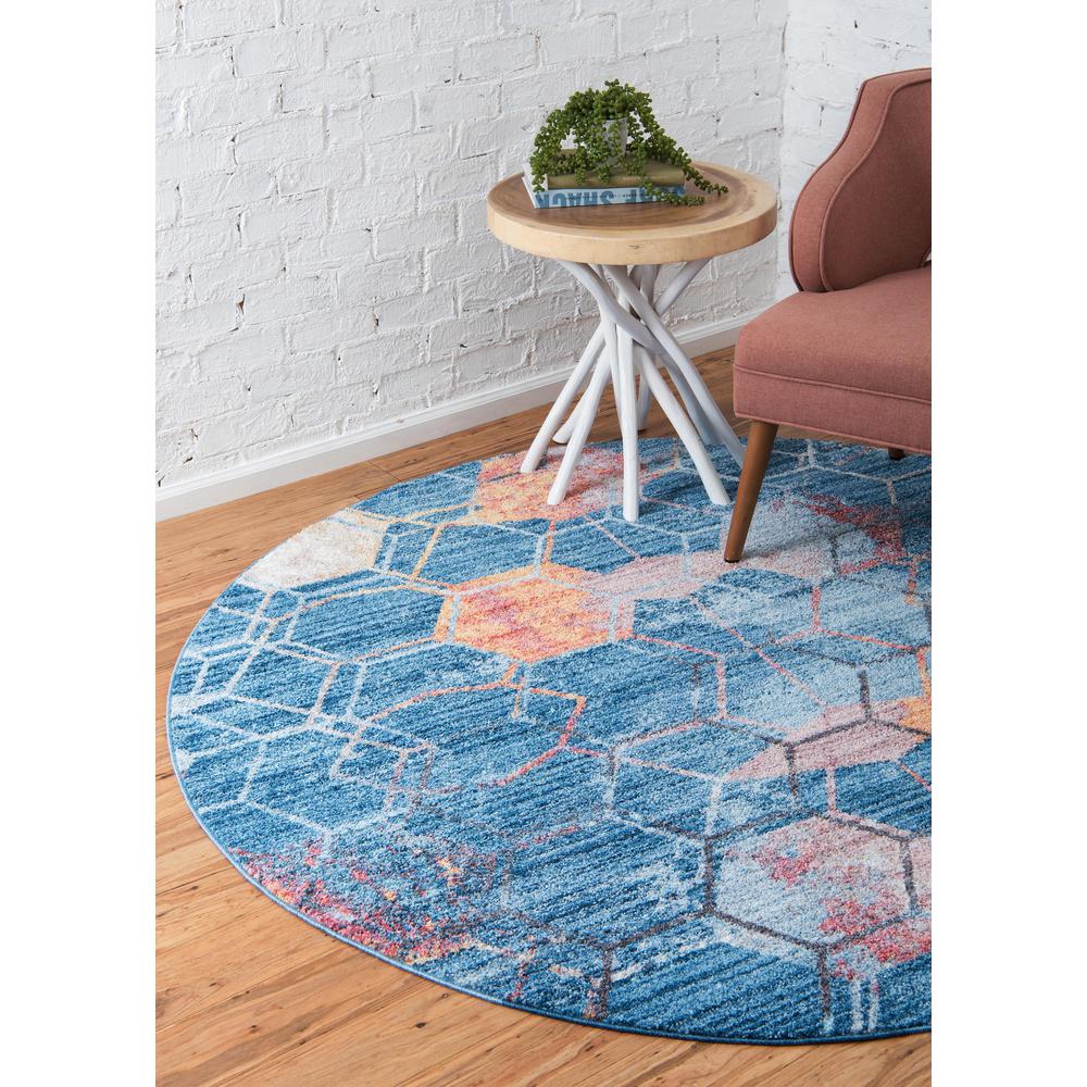 Rainbow Honeycomb Rug, Blue (3' 3 x 3' 3). Picture 4