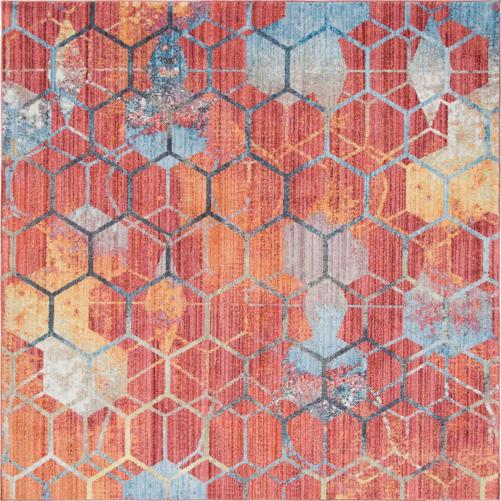 Rainbow Honeycomb Rug, Red (8' 0 x 8' 0). Picture 2