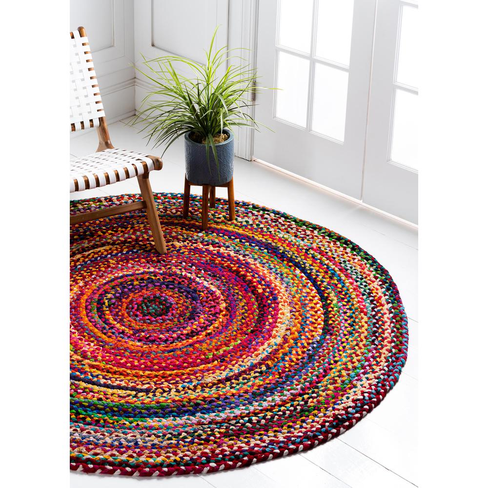 Braided Chindi Rug, Multi (3' 3 x 3' 3). Picture 2