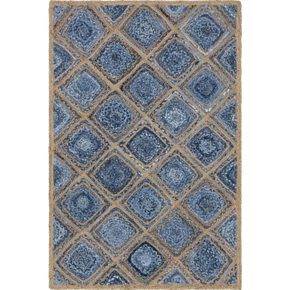 Bengal Braided Jute Rug, Blue (4' 0 x 6' 0). Picture 6