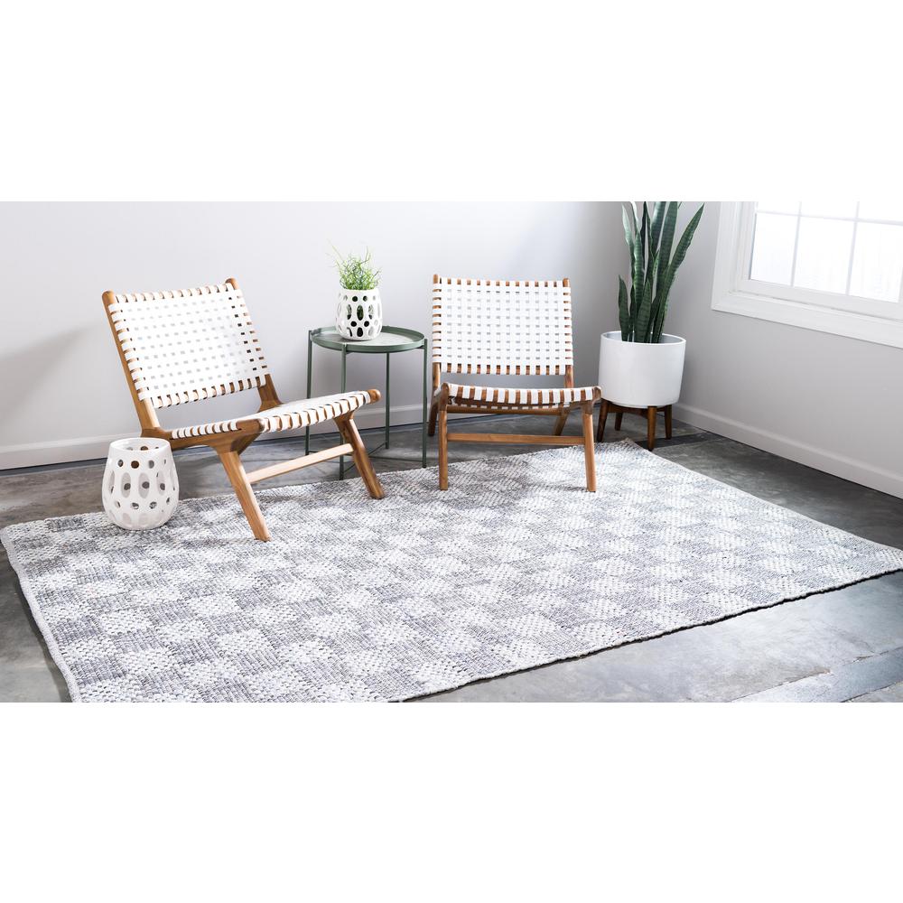 Checkered Chindi Cotton Rug, Ivory (8' 0 x 10' 0). Picture 3