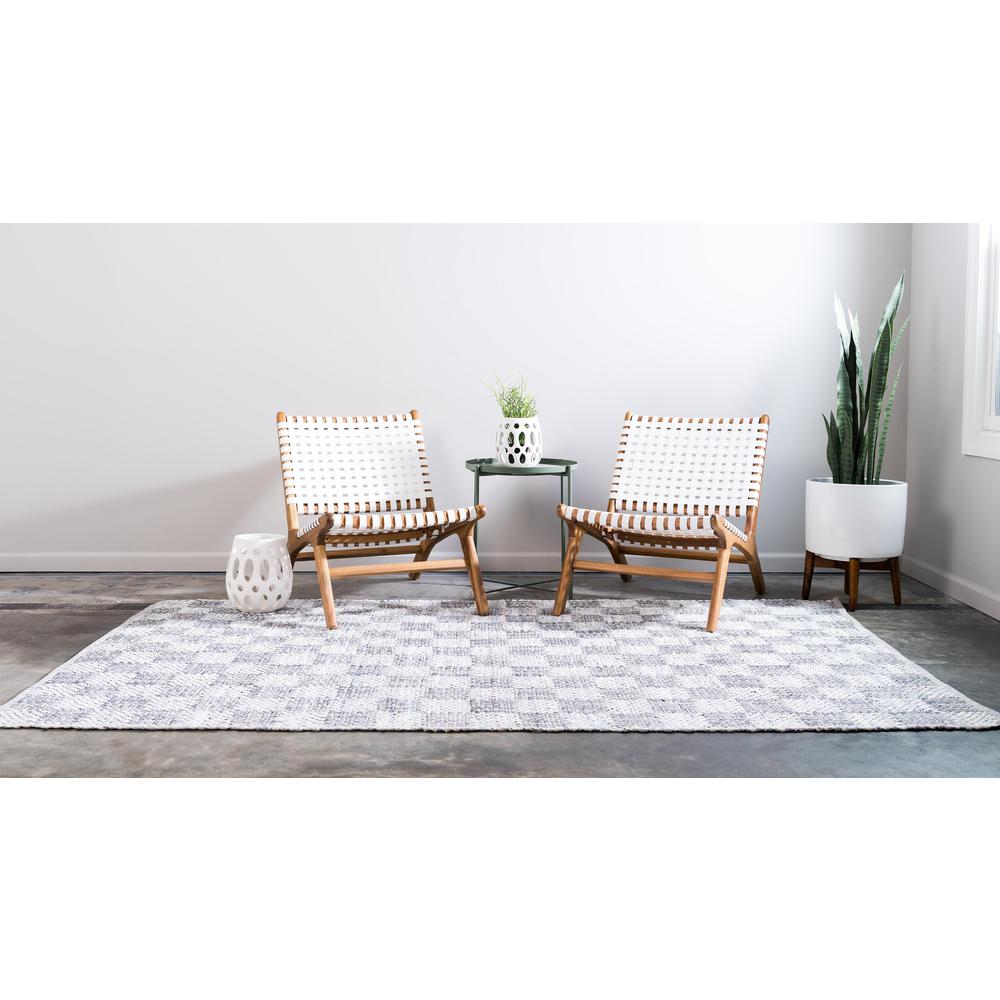 Checkered Chindi Cotton Rug, Ivory (8' 0 x 10' 0). Picture 4
