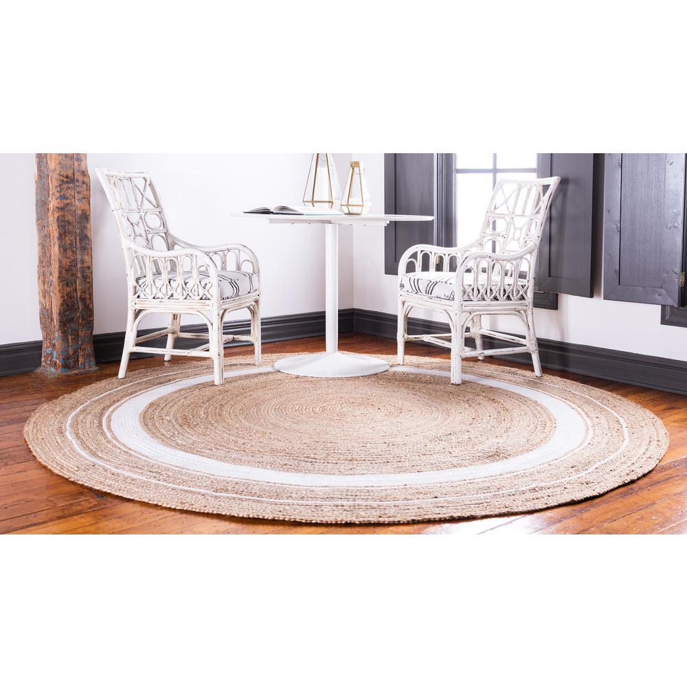 Gujarat Braided Jute Rug, Natural/Ivory (3' 3 x 3' 3). Picture 3