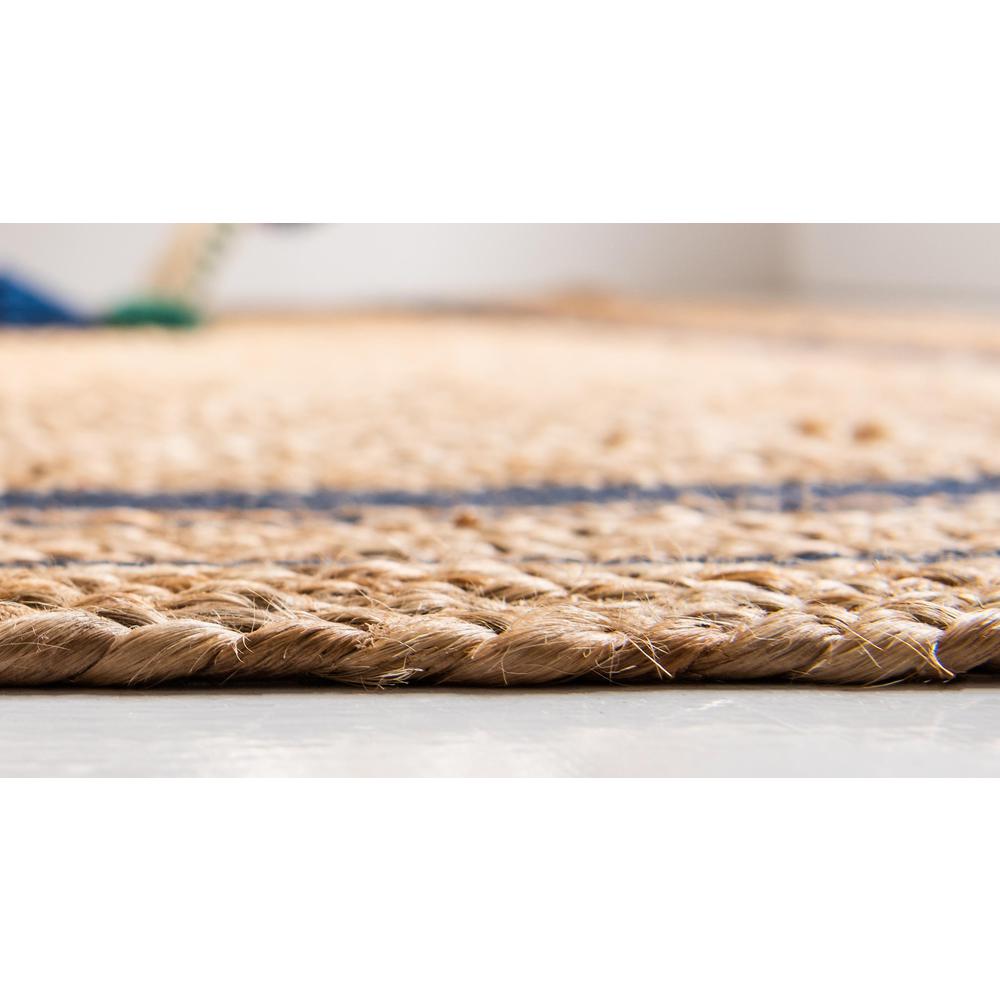 Gujarat Braided Jute Rug, Natural/Navy Blue (3' 3 x 3' 3). Picture 5