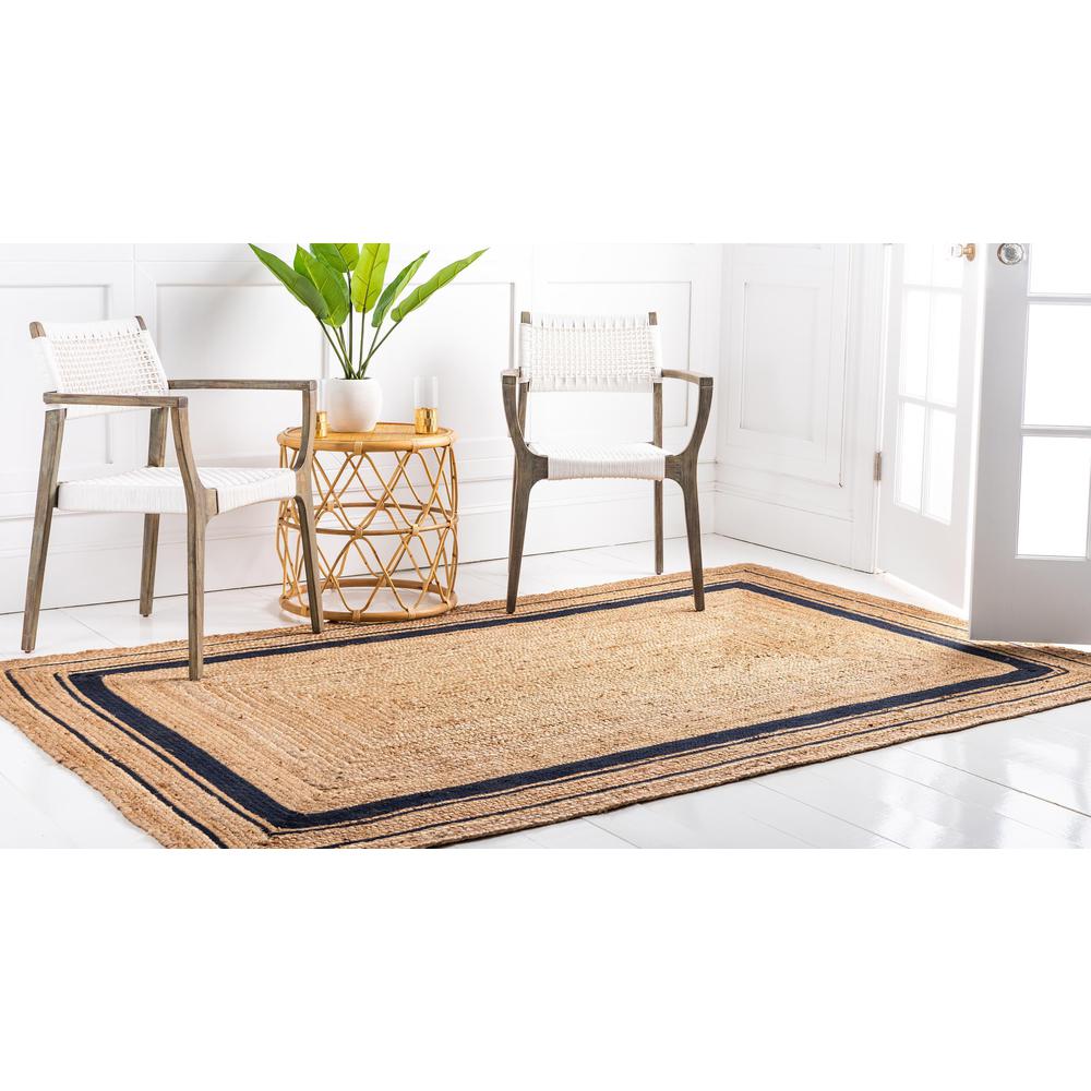Gujarat Braided Jute Rug, Natural/Navy Blue (8' 0 x 10' 0). Picture 3