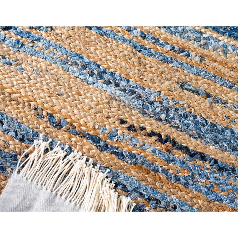 Braided Chindi Rug, Blue/Natural (3' 3 x 3' 3). Picture 6