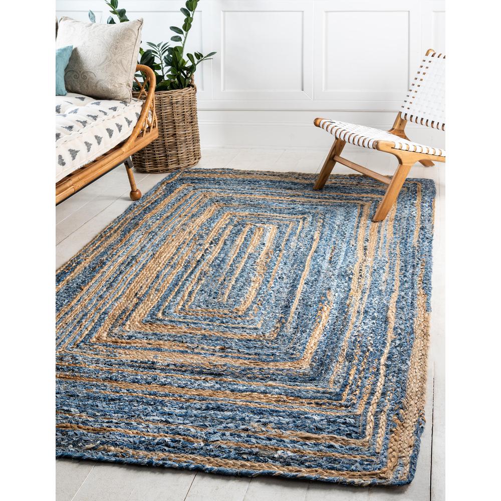 Braided Chindi Rug, Blue/Natural (8' 0 x 10' 0). Picture 2
