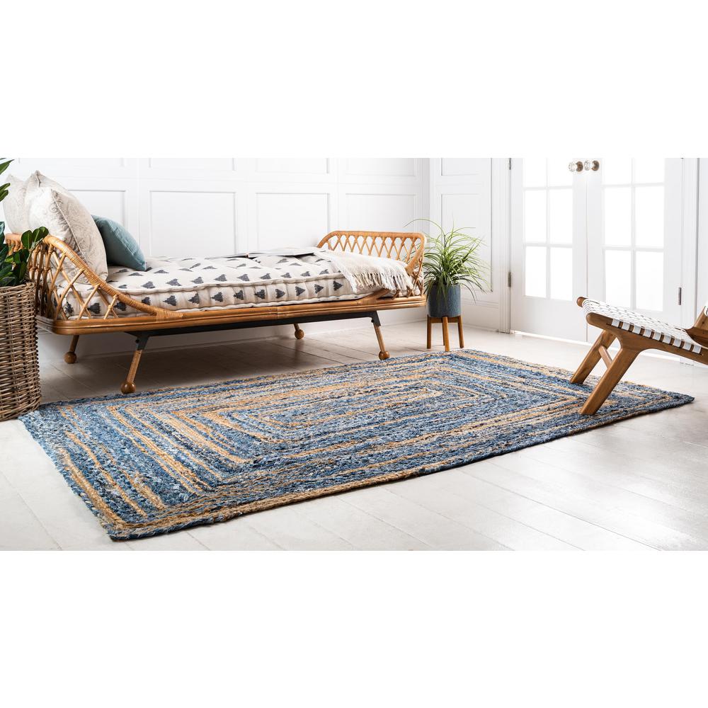 Braided Chindi Rug, Blue/Natural (8' 0 x 10' 0). Picture 3
