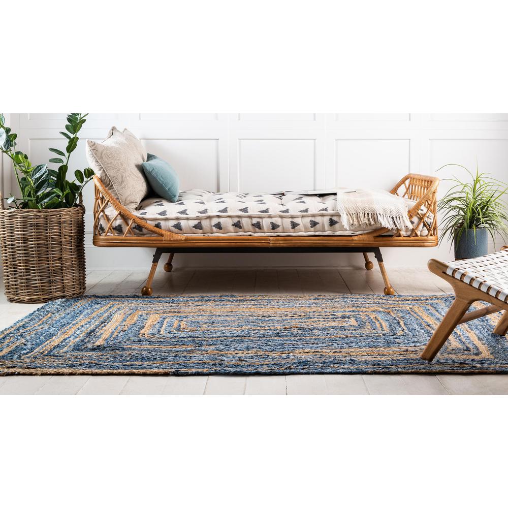 Braided Chindi Rug, Blue/Natural (8' 0 x 10' 0). Picture 4