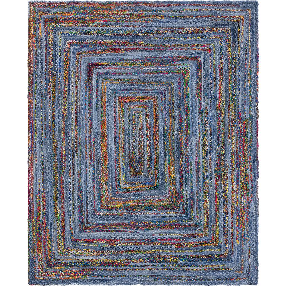 Braided Chindi Rug, Blue/Multi (8' 0 x 10' 0). Picture 2